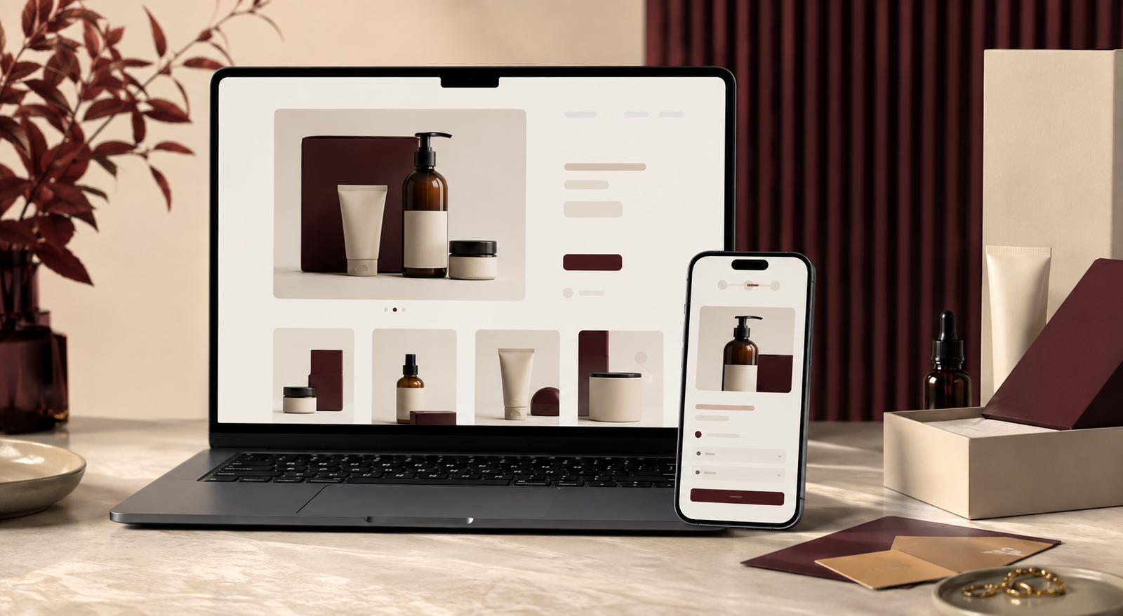 Onlineshop auf Desktop und Smartphone